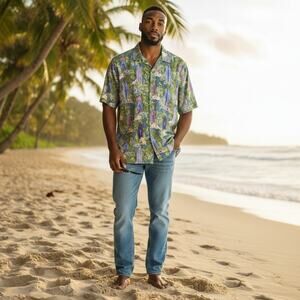 Tommy Bahama Veracruz Cay Surf Shop Camp Shirt Mens XXL Tropical Hawaiian Cool